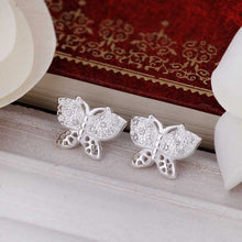 silver plated Earing Sterling Silver Jewelry Butterfly With Stone stud Earrings 369 ELY