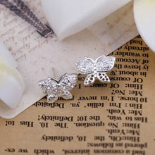 silver plated Earing Sterling Silver Jewelry Butterfly With Stone stud Earrings 369 ELY