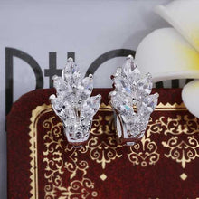 silver plated Earing Sterling Silver Jewelry Inlaid Stone Flower stud Earrings 356 ELY