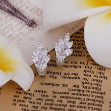 silver plated Earing Sterling Silver Jewelry Inlaid Stone Flower stud Earrings 356 ELY