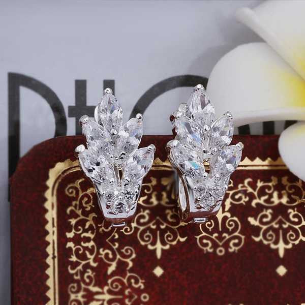 silver plated Earing Sterling Silver Jewelry Inlaid Stone Flower stud Earrings 356 ELY
