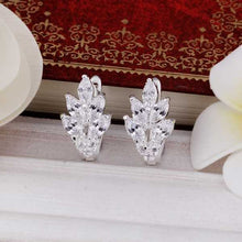 silver plated Earing Sterling Silver Jewelry Inlaid Stone Flower stud Earrings 356 ELY