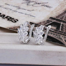 silver plated Earing Sterling Silver Jewelry Inlaid Stone Flower stud Earrings 356 ELY