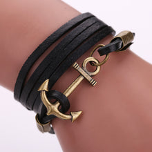 PU Leather Bracelet Jewelry Men Women Anchor Charm Bracelets Infinity Leather Braid Handmade Bracelet 1STL ELY