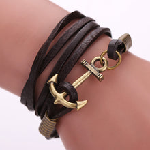 PU Leather Bracelet Jewelry Men Women Anchor Charm Bracelets Infinity Leather Braid Handmade Bracelet 1STL ELY