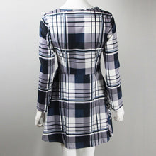 Plaid Women Dress Vestidos Vestido De Renda Plaid Long Sleeve Waisted Dress PU Belt Vestido De Festa ELY