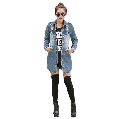 Plus Size Women Button Hole Pockets Casual Denim Jacket Coat Outwear 1STL ELY