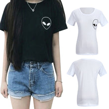 T Shirt Women Style Unique Print Tops Short Sleeve T-shirts Casual Crop Top Alien Printing T-Shirt 1STL ELY