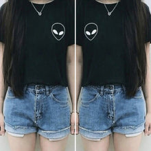 T Shirt Women Style Unique Print Tops Short Sleeve T-shirts Casual Crop Top Alien Printing T-Shirt 1STL ELY