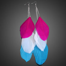 Vogue Exotic Multicolored Charming Three Plumage Tassels Girl Long Earrings Traditional Classical pattern ELY