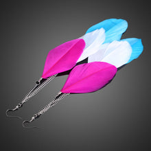 Vogue Exotic Multicolored Charming Three Plumage Tassels Girl Long Earrings Traditional Classical pattern ELY