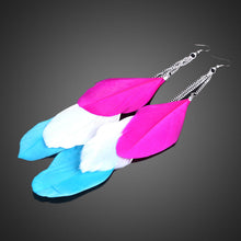 Vogue Exotic Multicolored Charming Three Plumage Tassels Girl Long Earrings Traditional Classical pattern ELY