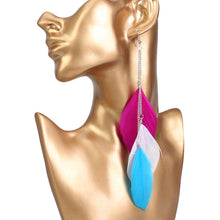 Vogue Exotic Multicolored Charming Three Plumage Tassels Girl Long Earrings Traditional Classical pattern ELY