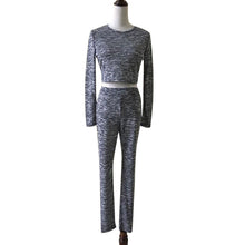 Women Long Sleeve Crop Top Shirt Pants Two-piece Sport Sweat Suit 1STL ELY