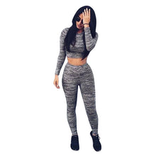 Women Long Sleeve Crop Top Shirt Pants Two-piece Sport Sweat Suit 1STL ELY