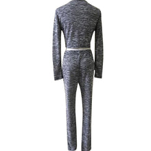 Women Long Sleeve Crop Top Shirt Pants Two-piece Sport Sweat Suit 1STL ELY