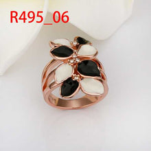 jewelry 18k GP black and white flower sfe rings ring495 ELY