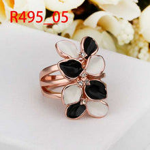 jewelry 18k GP black and white flower sfe rings ring495 ELY
