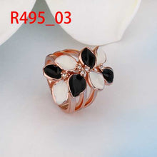 jewelry 18k GP black and white flower sfe rings ring495 ELY
