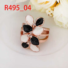 jewelry 18k GP black and white flower sfe rings ring495 ELY
