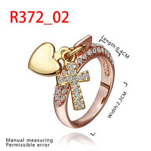 jewelry 18k GP cross and heart rings ring372 ELY