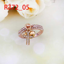 jewelry 18k GP cross and heart rings ring372 ELY