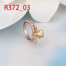 jewelry 18k GP cross and heart rings ring372 ELY
