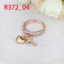jewelry 18k GP cross and heart rings ring372 ELY