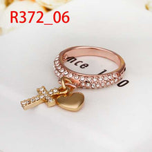 jewelry 18k GP cross and heart rings ring372 ELY