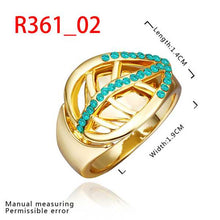 jewelry 18k GP leaves green t rings ring361 ELY