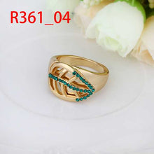jewelry 18k GP leaves green t rings ring361 ELY