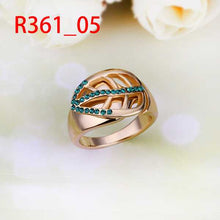 jewelry 18k GP leaves green t rings ring361 ELY