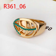 jewelry 18k GP leaves green t rings ring361 ELY