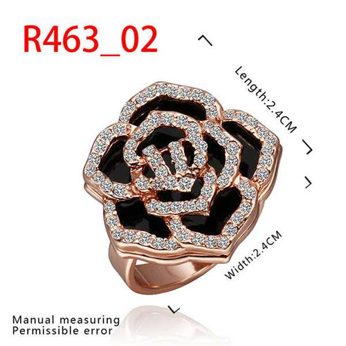 jewelry 18k GP white edge black rings ring463 ELY