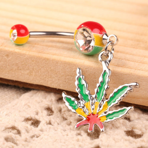 Belly Button Rings Flattering Decoration Maple Leaf Pendant Girl Belly Piercing Body Jewelry Piercing Nombril Pendant ELY