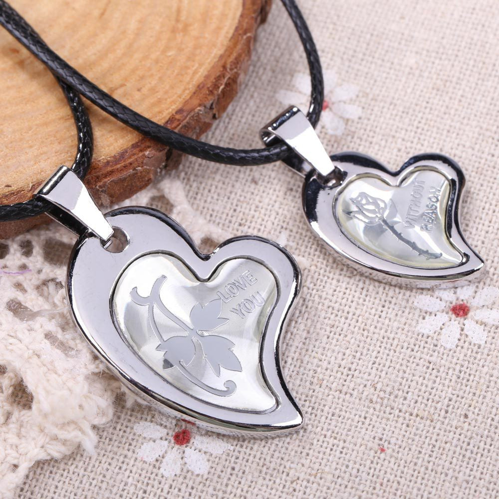 Pair of Couple Lovely Hearts Pendant Man Woman Necklace Jewelry Gift for Valentines day 1STL ELY