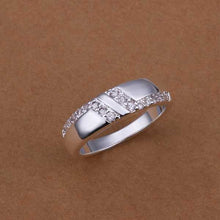 silver ringsilver plated jewelry ringInlaid Stone Bidirectional L Rings 235 ELY