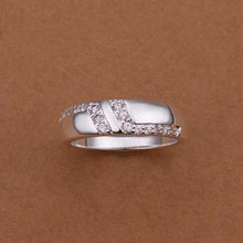 silver ringsilver plated jewelry ringInlaid Stone Bidirectional L Rings 235 ELY