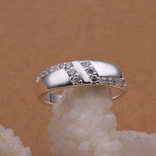 silver ringsilver plated jewelry ringInlaid Stone Bidirectional L Rings 235 ELY