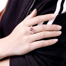 silver ringsilver plated jewelry ring Red Zircon Love Inlaid Stone Rings 252 ELY