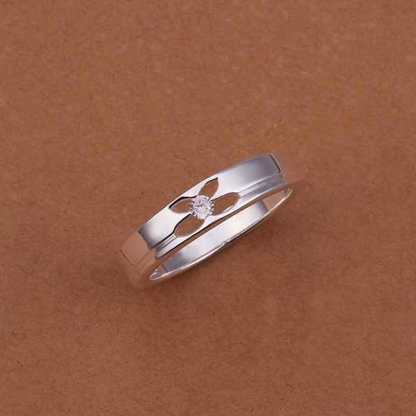 silver ringsilver plated jewelry ringSided Smooth inlaid stone Rings 244 ELY