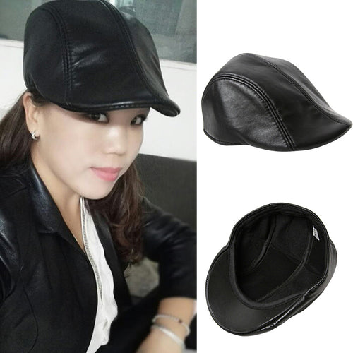 Men Women Flat Cap Visor Cap Beret Flat Leather Cap 1STL ELY