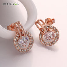 Imitation Round Brilliant Crystal Earrings Nickle Free Antiallergic 18K Gold Plated 1STL ELY