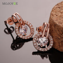 Imitation Round Brilliant Crystal Earrings Nickle Free Antiallergic 18K Gold Plated 1STL ELY