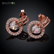 Imitation Round Brilliant Crystal Earrings Nickle Free Antiallergic 18K Gold Plated 1STL ELY