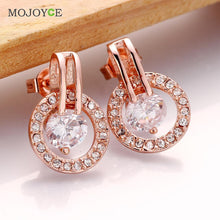 Imitation Round Brilliant Crystal Earrings Nickle Free Antiallergic 18K Gold Plated 1STL ELY