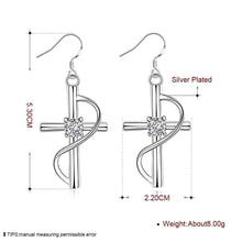 Inlaid Cross drop Earings silver plated jewelry earrings silver plated earrings 194 ELY