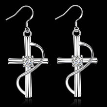 Inlaid Cross drop Earings silver plated jewelry earrings silver plated earrings 194 ELY