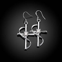 Inlaid Cross drop Earings silver plated jewelry earrings silver plated earrings 194 ELY