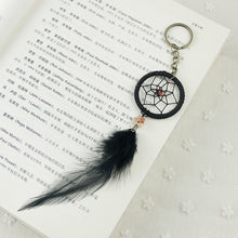 Key Ring Keychain Black Dream Catcher Handmade Handcraft Feather Natural 1STL ELY